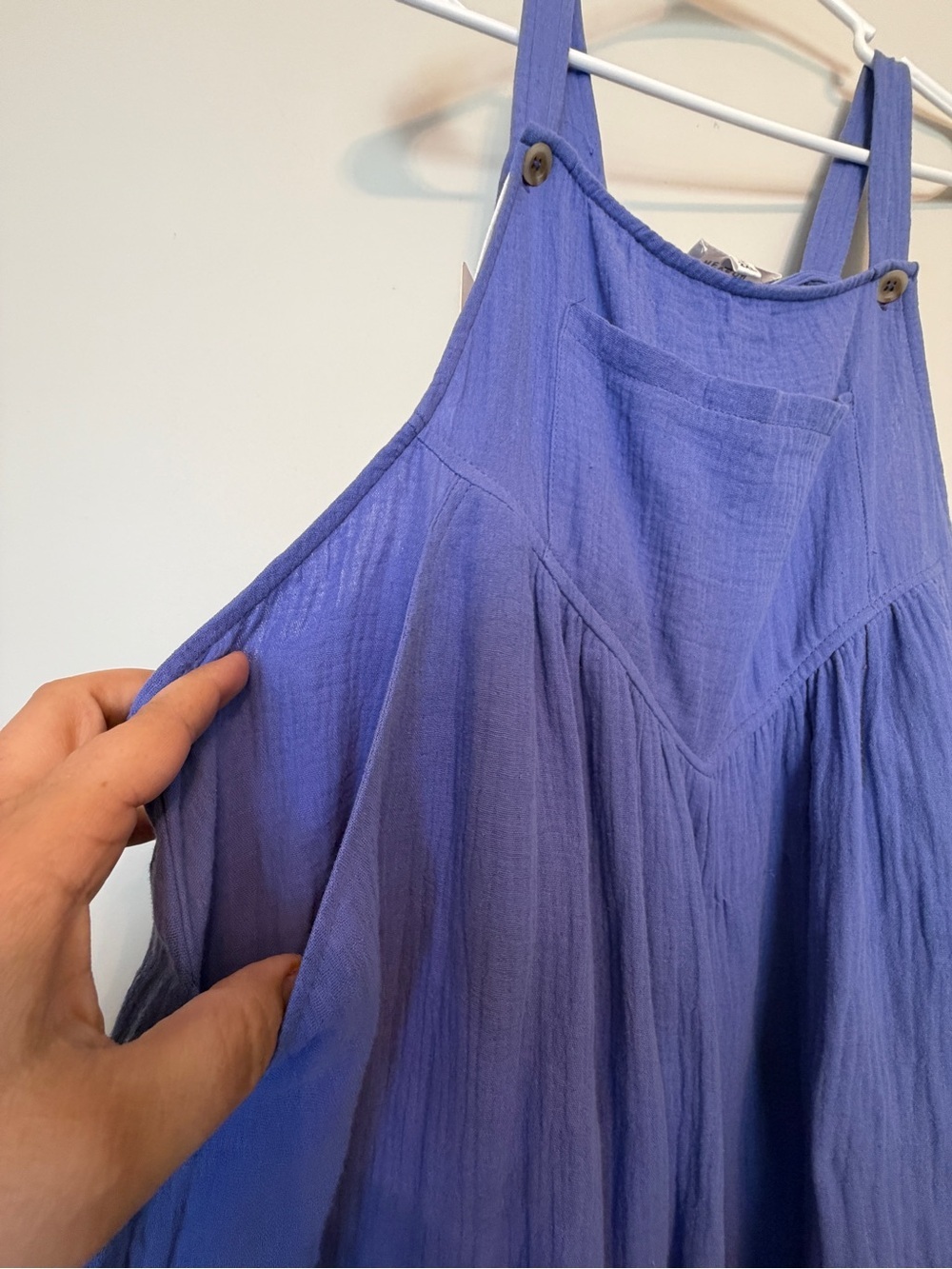 Lightweight Periwinkle Blue Cotton Gauze Jumpsuit - Picture 6 of 9